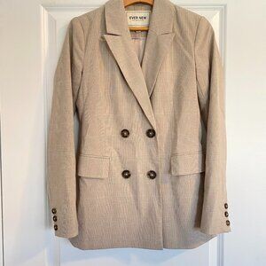 Plaid Grey/ Beige four buttons blazer